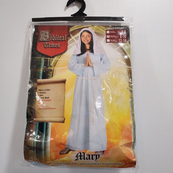 The Virgin Mary Biblical Times Halloween Costume Girls size Medium 8-10 New - Picture 1 of 4